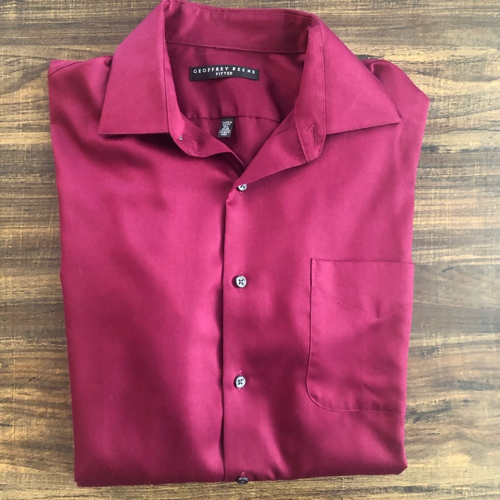 Burgundy Fitted Men’s Button Down/Dress Shirt